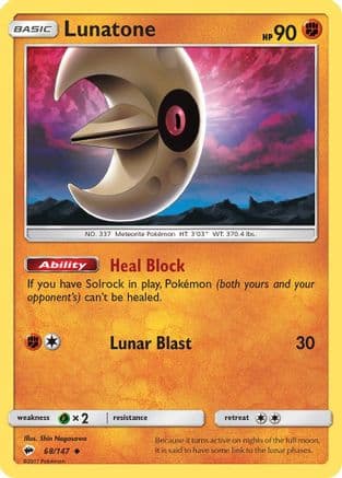 Lunatone 068/147 - SM Burning Shadows Reverse Holofoil