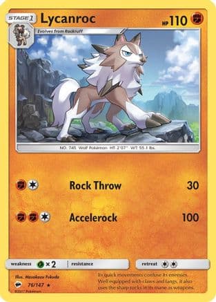 Lycanroc 076/147 - SM Burning Shadows Reverse Holofoil