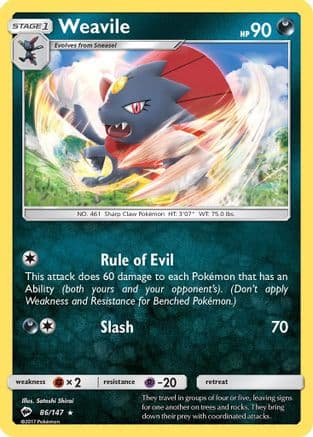 Weavile 86/147 - SM Burning Shadows Reverse Holofoil