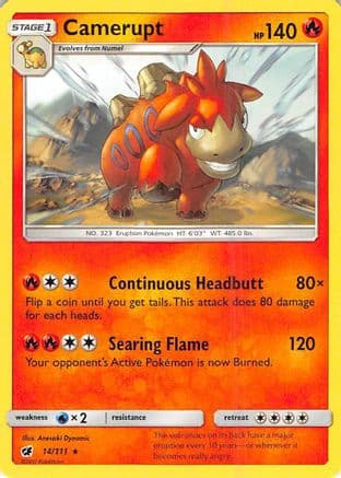 Camerupt 14/111 - SM Crimson Invasion Reverse Holofoil