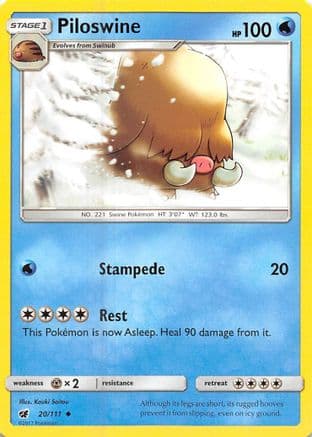 Piloswine 020/111 - SM Crimson Invasion Reverse Holofoil