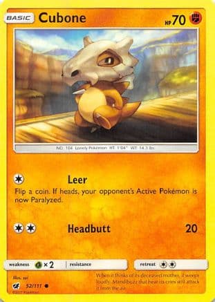 Cubone 052/111 - SM Crimson Invasion Reverse Holofoil