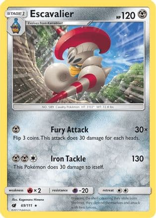 Escavalier 69/111 - SM Crimson Invasion Reverse Holofoil