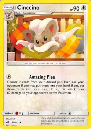 Cinccino 086/111 - SM Crimson Invasion Reverse Holofoil