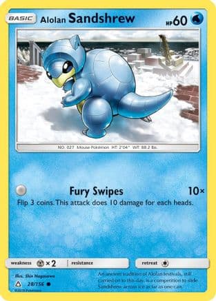 Alolan Sandshrew 028/156 - SM Ultra Prism Reverse Holofoil