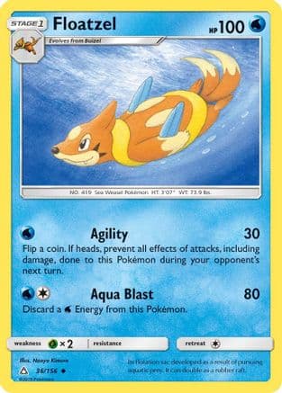 Floatzel 036/156 - SM Ultra Prism Reverse Holofoil