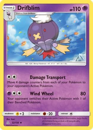 Drifblim 52/156 - SM Ultra Prism Reverse Holofoil