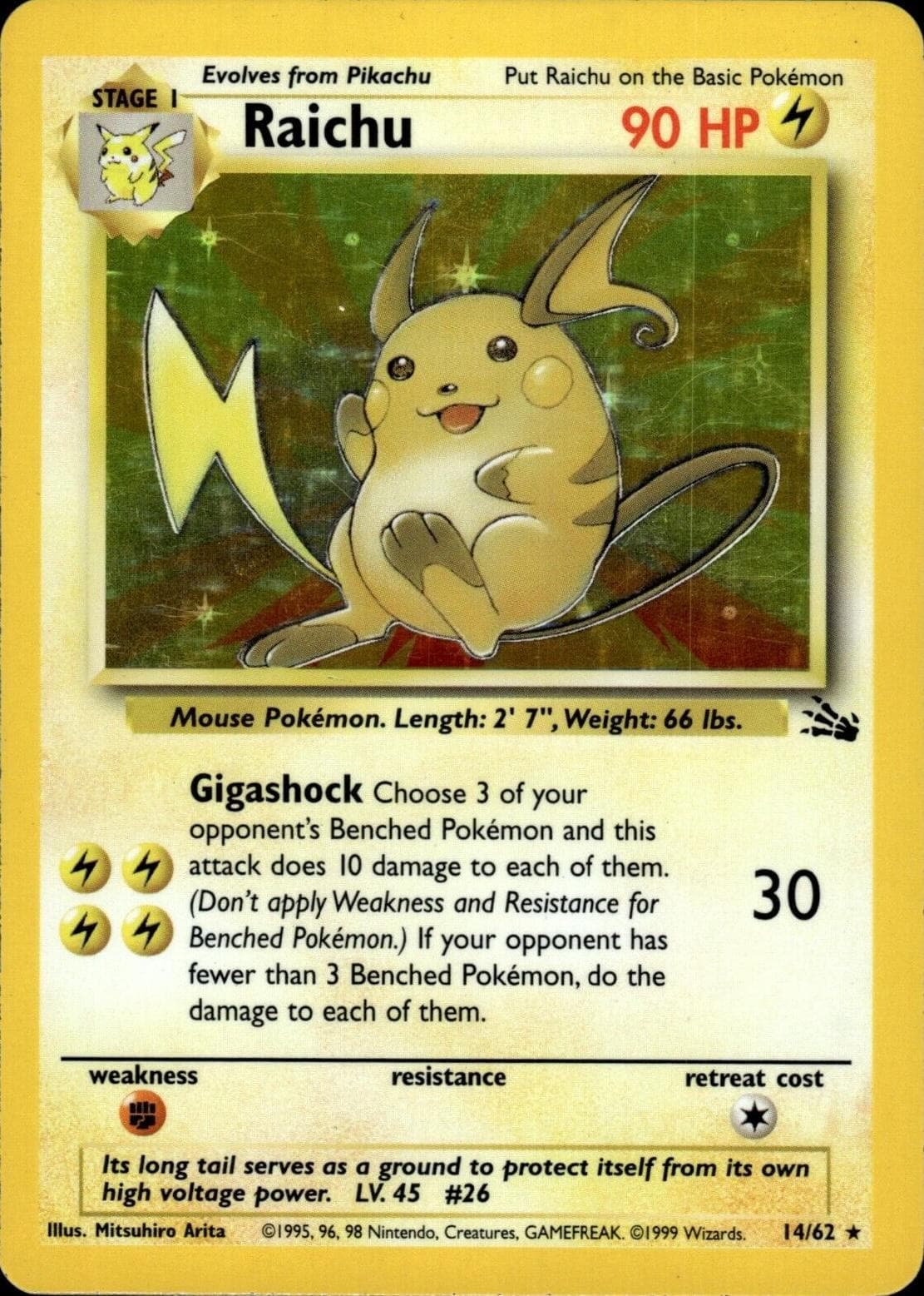 Raichu 014/62 - Fossil Unlimited Holofoil