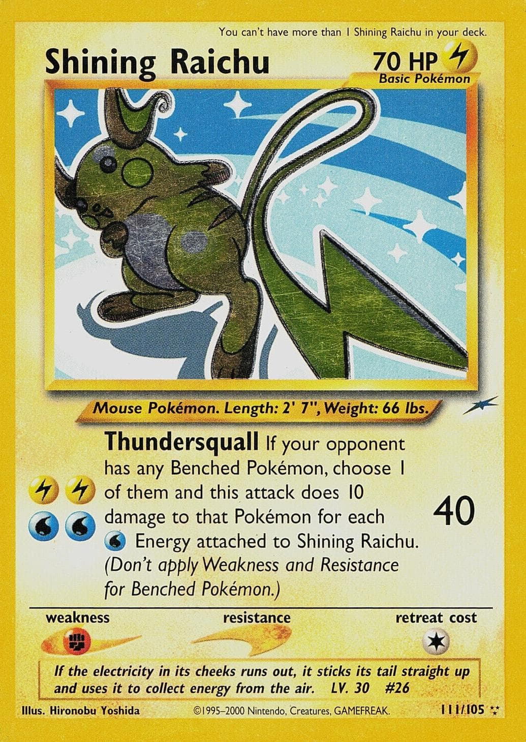 Shining Raichu 111/105 - Neo Destiny Unlimited Holofoil