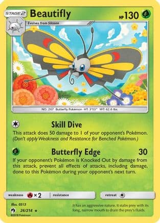 Beautifly 26/214 - SM Lost Thunder Reverse Holofoil
