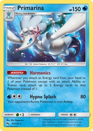 Primarina 067/214 - SM Lost Thunder Reverse Holofoil
