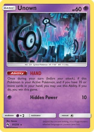 Unown 091/214 - SM Lost Thunder Reverse Holofoil