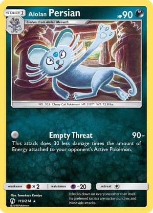 Alolan Persian 119/214 - SM Lost Thunder Reverse Holofoil