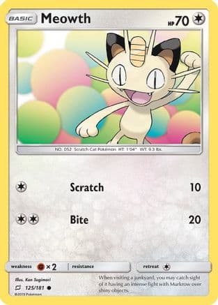 Meowth 125/181 - SM Team Up Reverse Holofoil