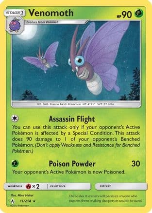 Venomoth 11/214 - SM Unbroken Bonds Reverse Holofoil