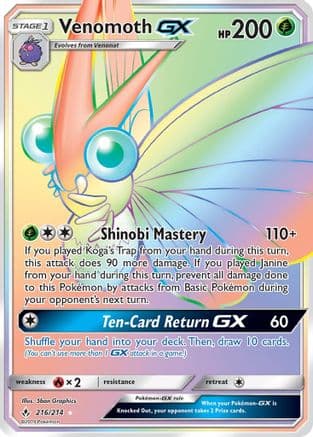 Venomoth GX (Secret) 216/214 - SM Unbroken Bonds Holofoil