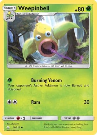 Weepinbell 14/214 - SM Unbroken Bonds Reverse Holofoil