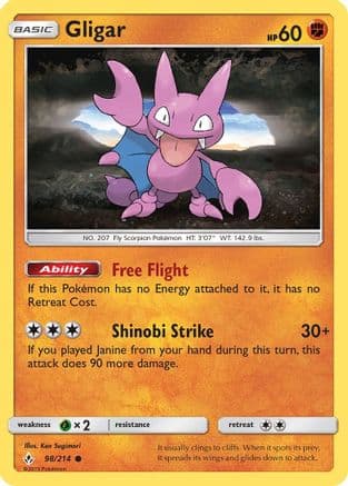Gligar 98/214 - SM Unbroken Bonds Reverse Holofoil