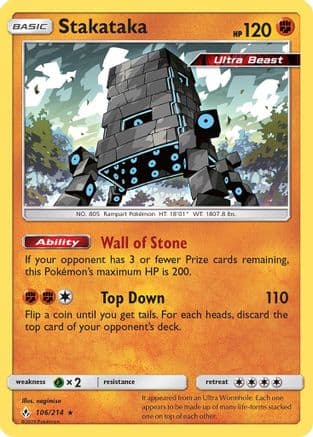 Stakataka 106 - Holofoil SM Unbroken Bonds - Holo Rare