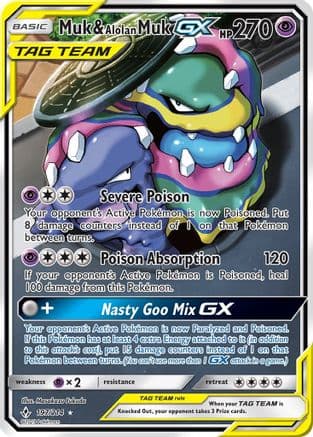 Muk & Alolan Muk GX (Full Art) 197/214 - SM Unbroken Bonds Holofoil