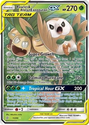 Rowlet & Alolan Exeggutor GX 001/236 - SM Unified Minds Holofoil
