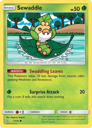 Sewaddle 007/236 - SM Unified Minds Reverse Holofoil