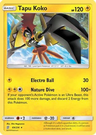 Tapu Koko 69/236 - SM Unified Minds Reverse Holofoil