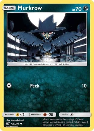 Murkrow (129) (129) 129/236 - Reverse Holofoil SM Unified Minds - Common