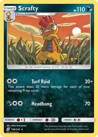 Scrafty 138/236 - SM Unified Minds Reverse Holofoil