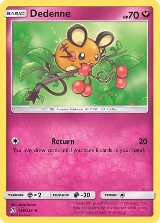Dedenne 145 - Reverse Holofoil SM Unified Minds - Uncommon