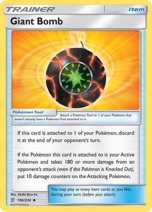 Giant Bomb 196/236 - SM Unified Minds Reverse Holofoil