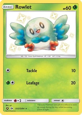 Rowlet SV2 - Holofoil Hidden Fates Shiny Vault - Shiny Holo Rare
