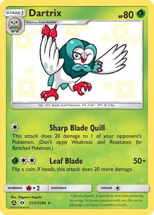 Dartrix SV3 - Holofoil Hidden Fates Shiny Vault - Shiny Holo Rare