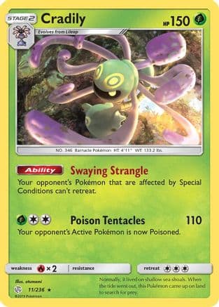 Cradily 11/236 - SM Cosmic Eclipse Reverse Holofoil