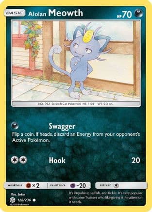 Alolan Meowth 128/236 - SM Cosmic Eclipse Reverse Holofoil