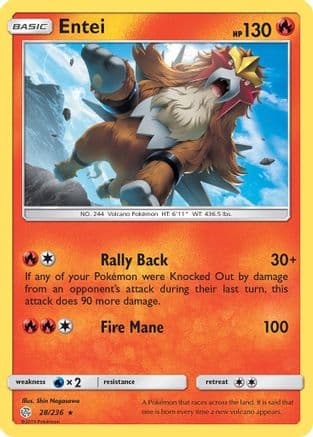 Entei 028/236 - SM Cosmic Eclipse Reverse Holofoil