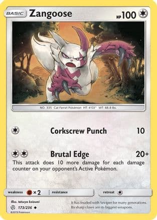 Zangoose 173/236 - SM Cosmic Eclipse Reverse Holofoil