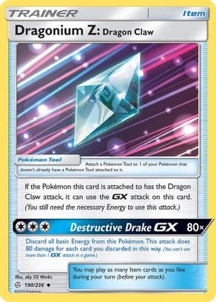 Dragonium Z: Dragon Claw 190/236 - SM Cosmic Eclipse Reverse Holofoil