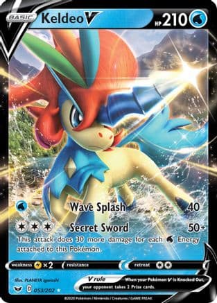 Keldeo V 053 - Holofoil SWSH01 Sword & Shield Base Set - Ultra Rare