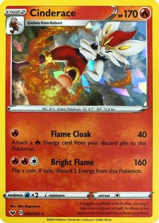 Cinderace (Cracked Ice Holo) 36/202 - Deck Exclusives Holofoil