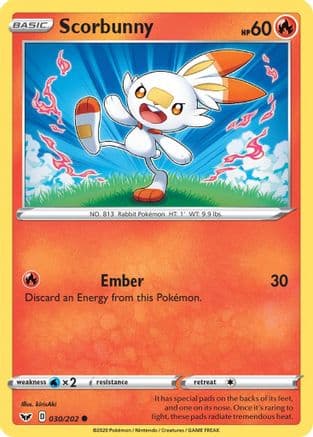 Scorbunny 030/202 - SWSH01 Sword & Shield Base Set Reverse Holofoil