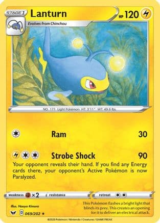 Lanturn 69/202 - SWSH01 Sword & Shield Base Set Reverse Holofoil