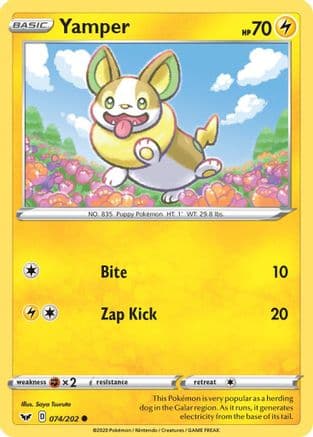Yamper 074/202 - SWSH01 Sword & Shield Base Set Reverse Holofoil
