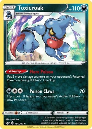 Toxicroak 124/202 - SWSH01 Sword & Shield Base Set Reverse Holofoil