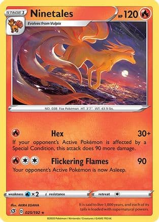 Ninetales 025/192 - SWSH02 Rebel Clash Reverse Holofoil