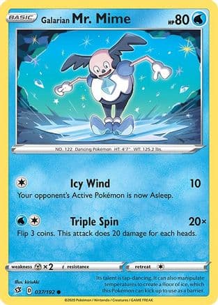 Galarian Mr. Mime 037 - Reverse Holofoil SWSH02 Rebel Clash - Common