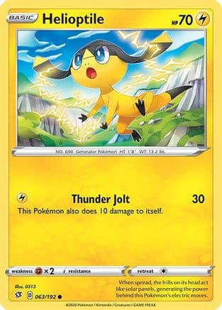 Helioptile 063/192 - SWSH02 Rebel Clash Reverse Holofoil