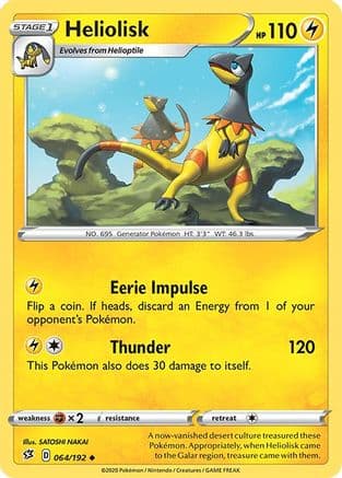 Heliolisk 64/192 - SWSH02 Rebel Clash Reverse Holofoil