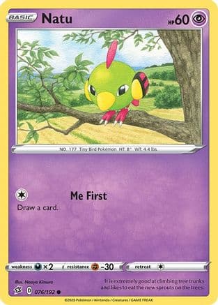 Natu 076/192 - SWSH02 Rebel Clash Reverse Holofoil