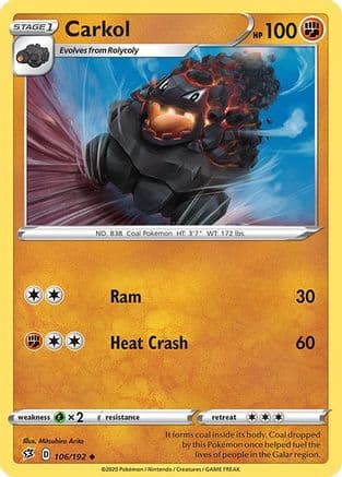Carkol 106/192 - SWSH02 Rebel Clash Reverse Holofoil